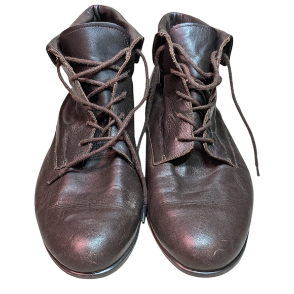 Vintage NINE WEST Brown Leather Lace Up Ankle Bootie Shoes | Size 9 - Picture 3 of 8